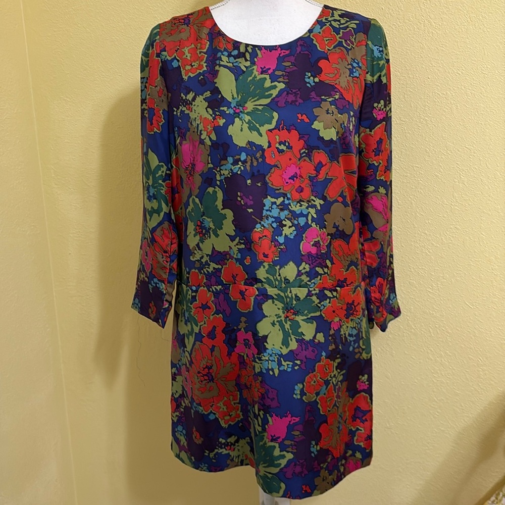 J. Crew Purple Red Sheath Dress Long Sleeve Crew Neck
